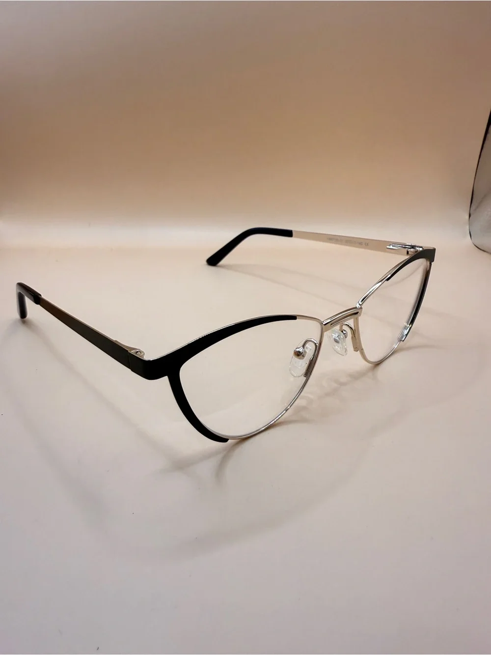 Vooglam Cat Eye Clear Lens Glasses in matte black and Silver, No prescription